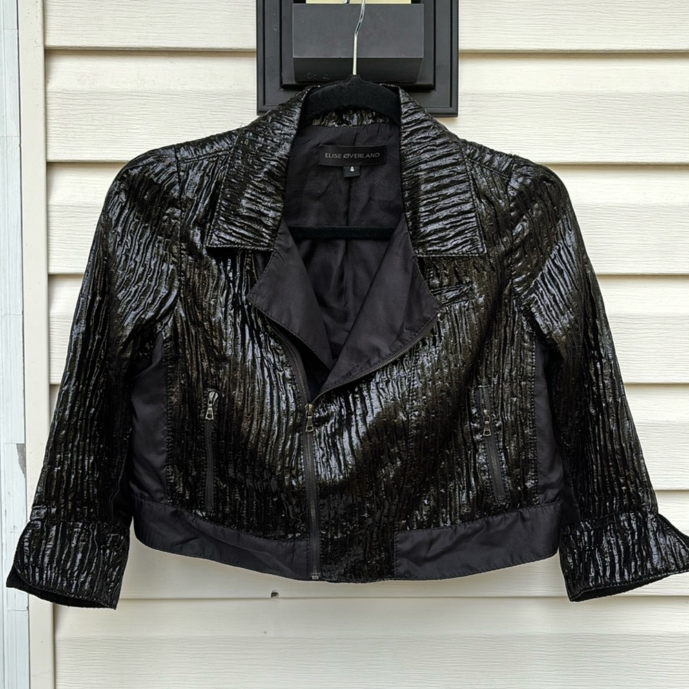 ELISE OVERLAND LADIES BLACK SHINY ZIPPER TOP-4